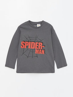 Bisiklet Yaka Uzun Kollu Spiderman Bask?l? Erkek Bebek Ti??rt