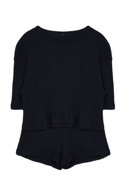 Trendyolmilla Gri Fitilli Sortlu Orme Pijama Tak?m? THMSS21PT1101 фото 7