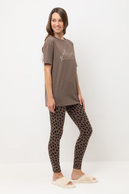 Е 20099/24/коричневый меланж,пятна сафари пижама жен