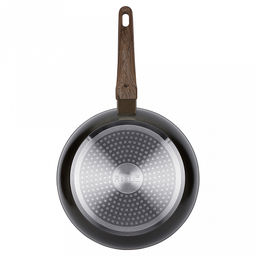 Сковорода с двухслойным антипригарным покрытием Terra д24см, h4,8см, s2,6мм, дно s3,1мм, индукционное дно д17,5см, кованный алюминий, бакелитовая ручка с покрытием soft-touch, имитирующим текстуру дерева, Regent (Китай) Подходит для всех видов - Домашняя мода фото 3