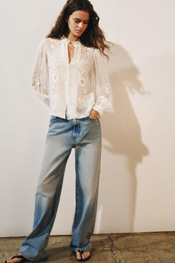 CAMISA ORGANZA BORDADOS ZW COLLECTION / Crudo