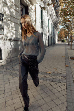 FAUX LEATHER STRAIGHT TROUSERS - Zara фото 12