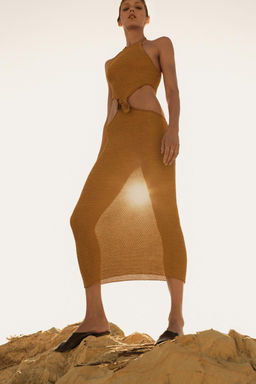 HALTER KNIT DRESS WITH CUT OUT DETAIL