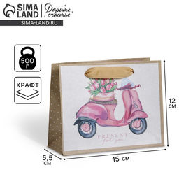 Пакет крафтовый горизонтальный Present for you, 15 х 12 х 5,5 см - Дарите счастье фото 5