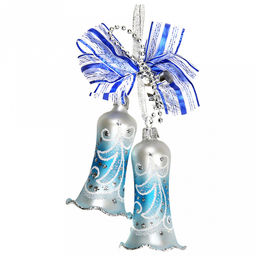 Елочная игрушка колокольчик стеклянная Бубенчики из 2шт, ручная художественная роспись, цвета микс, в подарочной коробке (Россия) - Домашняя мода фото 2