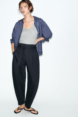 PANTAL?N PAPERBAG CINTUR?N / Azul noche