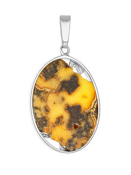 Эффектный кулон Модерн с натуральным пейзажным янтарём