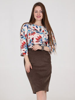 Юбка классическая из вельвета коричневая