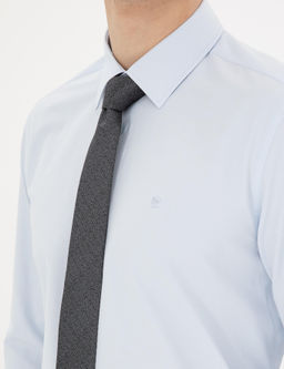 A__k Mavi Slim Fit Uzun Kollu Basic G_mlek