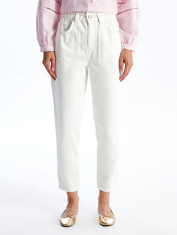 Beli Lastikli Slouchy Fit Kad?n Jean Pantolon