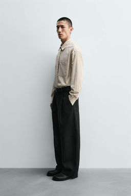 STRIPED SHIRT WITH CONTRAST TIE - Zara фото 4