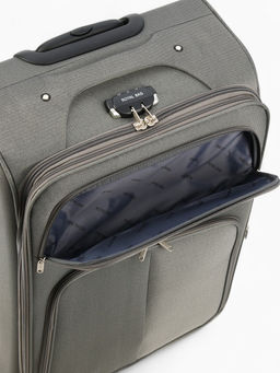 Чемодан на колёсах Royalbag большой 104 л (L), на молнии, с увеличением, кодовый замок, 4 колеса, серый