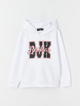 Be?ikta? Bask?l? Uzun Kollu Erkek ?ocuk Hoodie