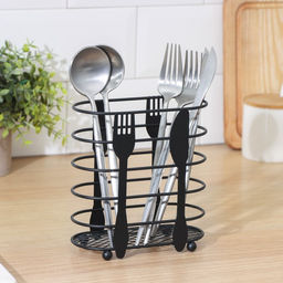Сушилка для столовых приборов Доляна, 16×16.4×7.5 см, чёрная