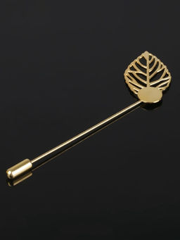 Основа Брошь-игла с листом (набор 5 шт.), L=7 см, площадка 9 мм, цвет золото