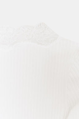 RIBBED LACE T-SHIRT - Zara фото 6