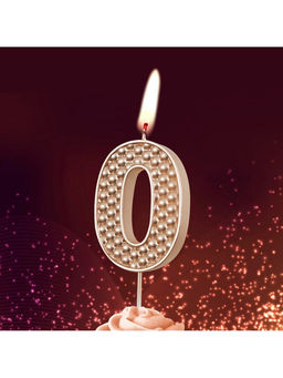 Цена за 2 шт. Свеча в торт на шпажке «Жемчужная», цифра 0, шампань