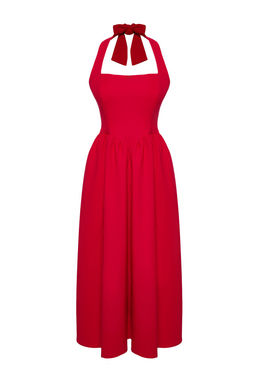 K?rm?z? A-Kesim Fiyonk Detayl? Dokuma S?k Abiye Gece Mezuniyet Elbisesi TPRSS25EL00011