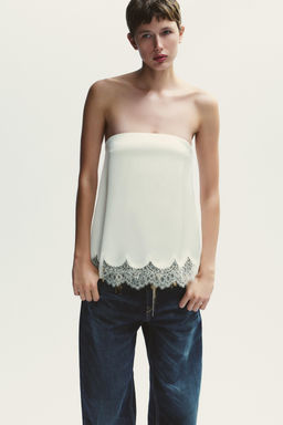 SATIN BANDEAU TOP WITH LACE - Zara фото 11
