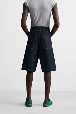 BAGGY FIT DENIM BERMUDA SHORTS WITH STITCHING - Zara фото 3