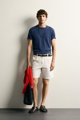 BERMUDA REGULAR FIT PLIEGUES / Piedra