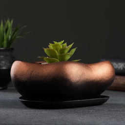 Горшок Бонсай малый для кактусов и суккулентов, бронза, 0,6, л/ 17х14х8см