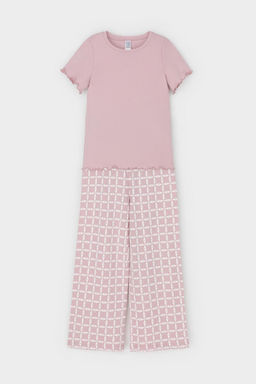 К 1636/розовый лед,морская клетка пижама для дев