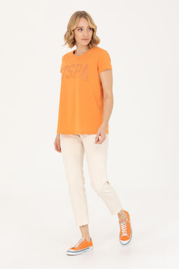 Женская оранжевая базовая футболка - U.s. polo assn фото 18