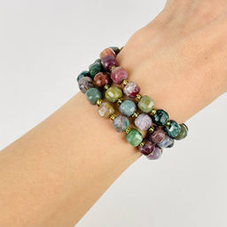 Бусины для украшений из Мохового агата (40 бусин) 37 см