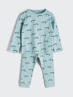 Bisiklet Yaka Bask?l? Erkek Bebek Pijama Tak?m?
