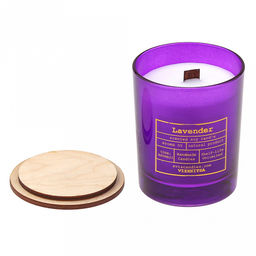 Свеча "Incense" д7,5см, h9см, ароматизированная "Lavender", парафин, с крышкой, время горения 36 часов, фиолетовый (Россия)