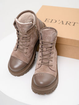 Ботинки 319.taskanaka.Тауп майами+капучино замша/шерсть