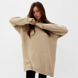 Джемпер женский с капюшоном MIST, бежевый, onesize (44-48)