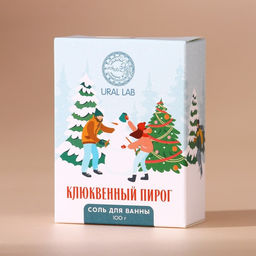 Цена за 2 шт. Соль для ванны URAL LAB, 100 г, аромат клюквенного пирога, Новый Год
