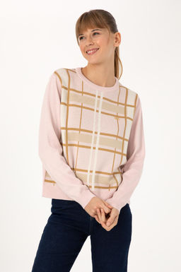 Kad_n Pudra Bisiklet Yaka _izgili Kazak