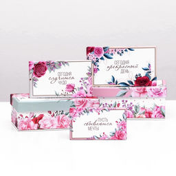 Набор коробок прямоугольных 10 в 1 «Цветочный», 30×19×11 - 12×6.5×4 см