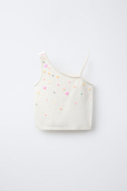 ASYMMETRIC BEADED KNIT TOP