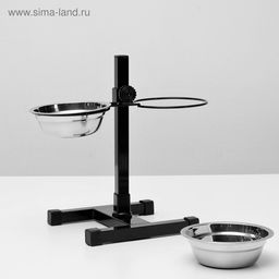 Подставка с мисками, 2350 мл, высота 30 см, разборная, чёрная - Пижон фото 6