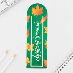 Цена за 10 шт. Закладка для книг Лучшему учителю с защипом ,картон, 6 см х 19 см.