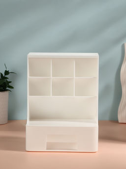 Органайзер для хранения косметики, 6 секций, 1 ящик, 24×14×18 см, белый