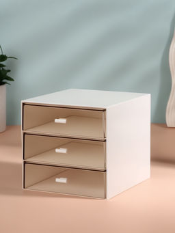 Органайзер для хранения BASIC, многоуровневый, 3 секции, 15.4×14.6×16.7 см, белый, прозрачный