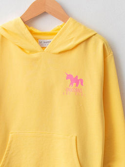 Kap??onlu Bask?l? Uzun Kollu K?z ?ocuk Sweatshirt - Waikiki фото 3