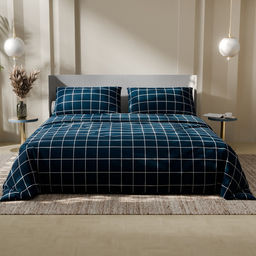 Постельное бельё Этель евро Клетка цвет синий 200х215, 220х240, 50х70-2 шт, бязь, 125 г/м2  фото 9