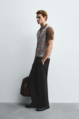 CHECK PRINT KNIT POLO SHIRT - Zara фото 4