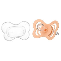 Соска - пустышка силиконовая классическая M&B, от 0 мес., с колпачком, персиковый
