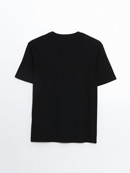 Bisiklet Yaka Bask?l? Penye Erkek Ti??rt