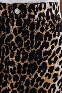 Kahverengi Leopar Desenli Dokuma Mini Etek TWOSS24ET00251