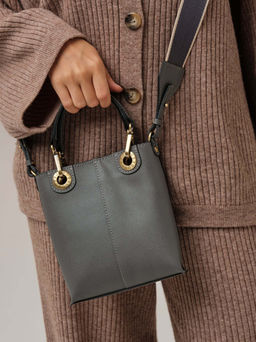 Сумка кожаная кросс-боди Deboro 30347 серый/сафьяно