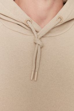 Bej Oversize/Genis Kesim Kapusonlu Ici Polar/S?cak Tutan Sweatshirt TMNAW23SW00192