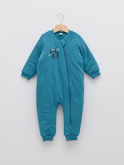 Bisiklet Yaka Uzun Kollu Bask?l? Erkek Bebek Fermuarl? Uyku Tulumu
